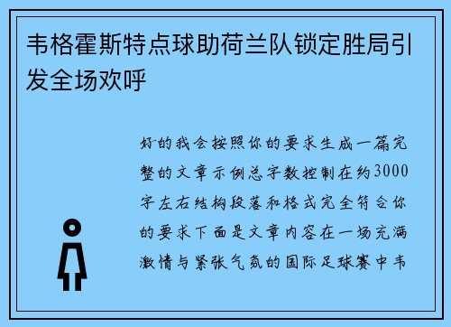 韦格霍斯特点球助荷兰队锁定胜局引发全场欢呼